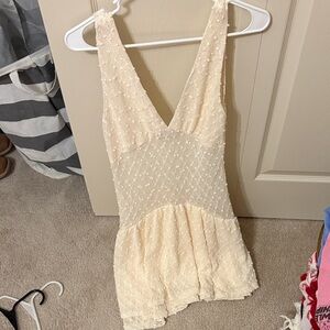 Cream Sleeveless Textured Dress